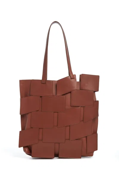 Gabriela Hearst Lacquered Tote Bag In Cognac Patchwork Leather
