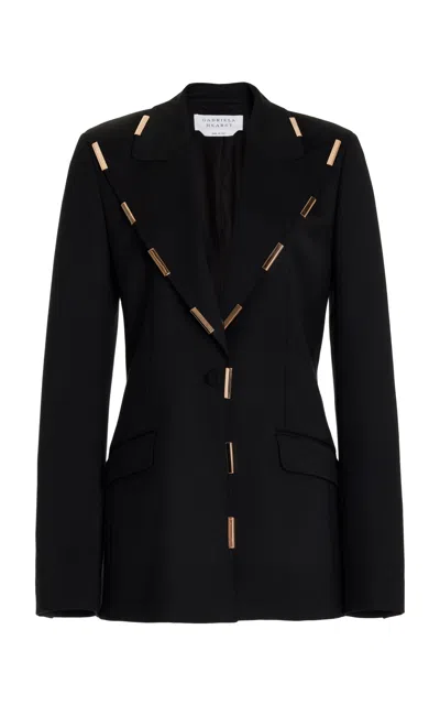 Gabriela Hearst Leiva Blazer In Black Sportswear Wool With Gold Bars