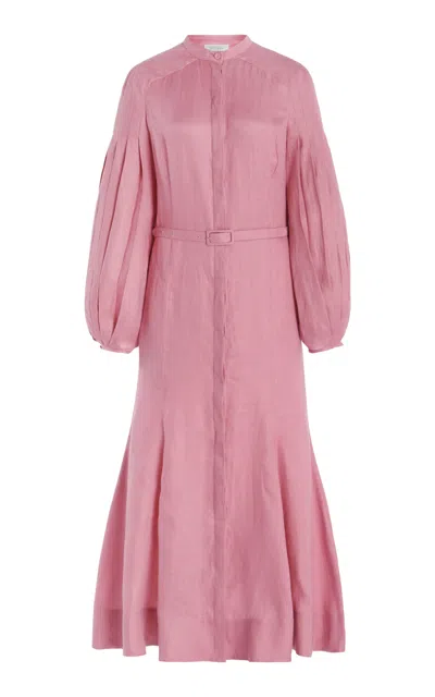 Gabriela Hearst Lydia Dress With Slip In Rose Quartz Linen