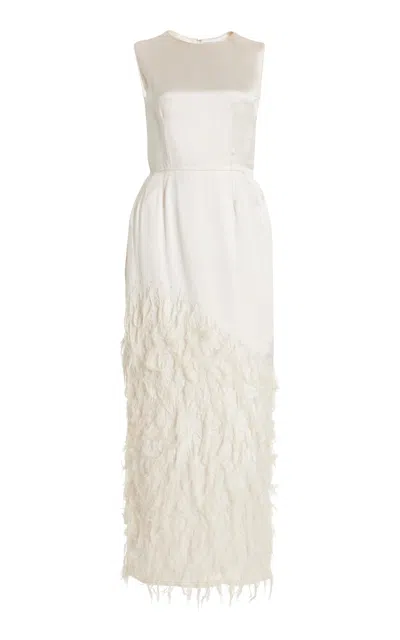 Gabriela Hearst Maslow Feather Dress In Ivory Silk