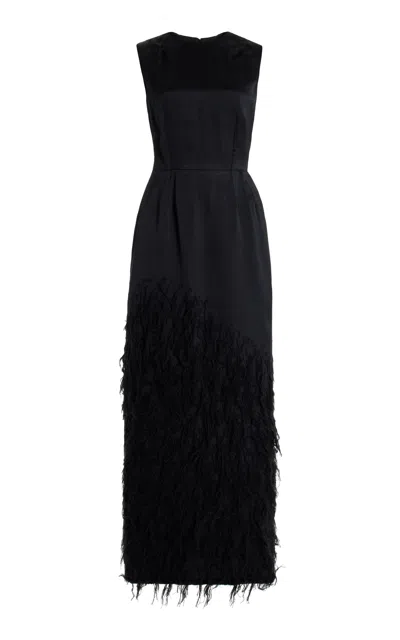 Gabriela Hearst Maslow Feather Dress In Black Silk
