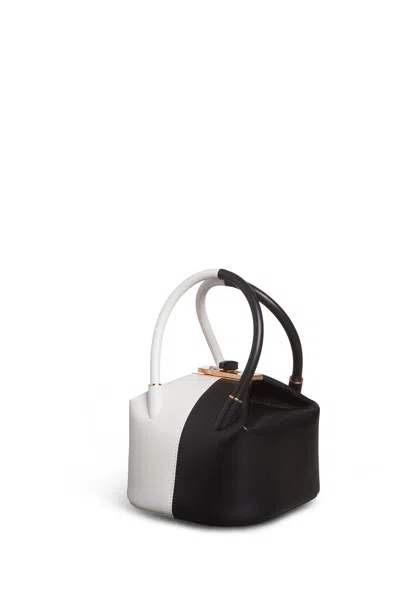 Gabriela Hearst Mini Baez Bag In Black & Ivory Nappa Leather In Burgundy