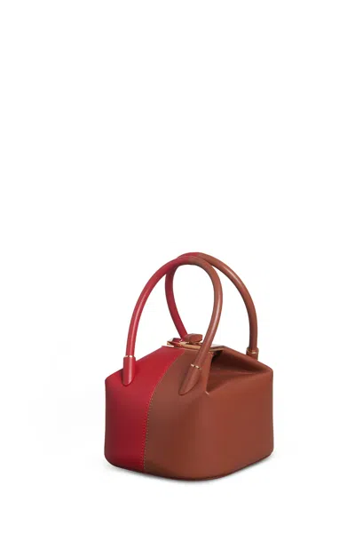 Gabriela Hearst Mini Baez Bag In Cognac & Red Nappa Leather In Cognac/red