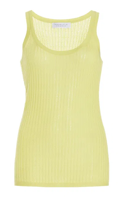 Gabriela Hearst Nevin Pointelle Knit Tank Top In Lime Adamite Cashmere Silk