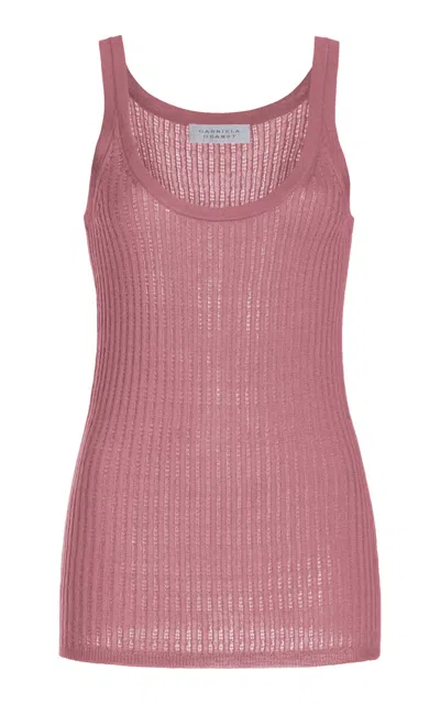 Gabriela Hearst Nevin Pointelle Knit Tank Top In Rose Quartz Cashmere Silk
