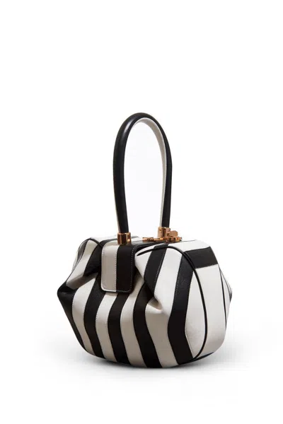 Gabriela Hearst Nina Bag In Black & Ivory Stripes Nappa Leather In Black/ivory