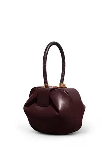 Gabriela Hearst Nina Bag In Bordeaux Nappa Leather With Crocodile Leather Handle