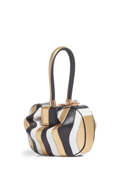 Gabriela Hearst Nina Bag In Gold, Black & Ivory Stripes Nappa Leather In Gold/black/ivory