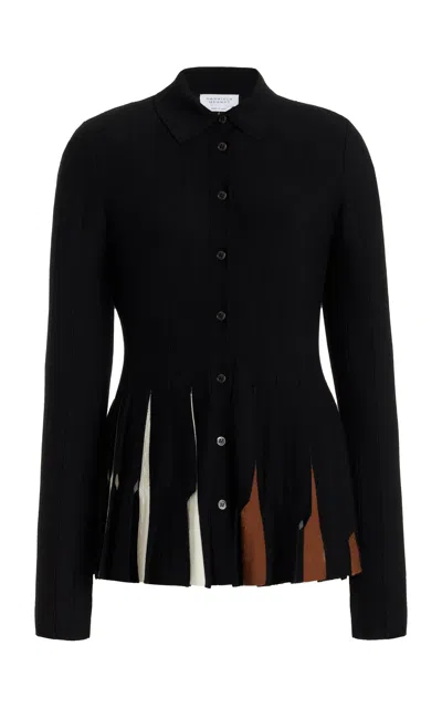 Gabriela Hearst Octavia Pleated Knit Top In Black Multi Merino Wool