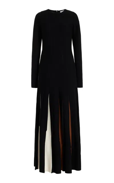 Gabriela Hearst Ottavia Pleated Dress In Merino Wool In Black Multi