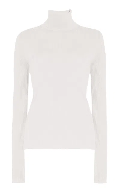 Gabriela Hearst Peppe Knit Turtleneck In Ivory Cashmere Silk In White