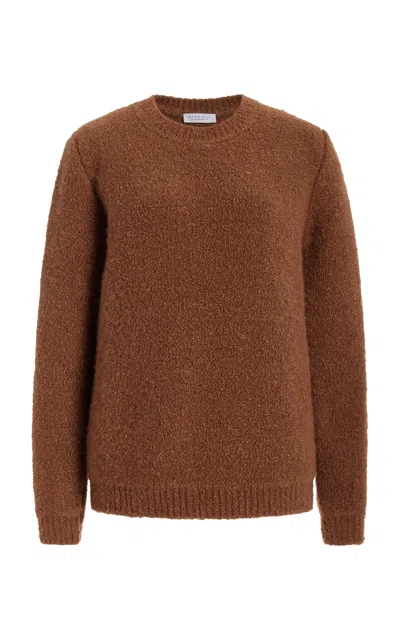 Gabriela Hearst Philippe Knit Sweater In Cognac Cashmere Boucle