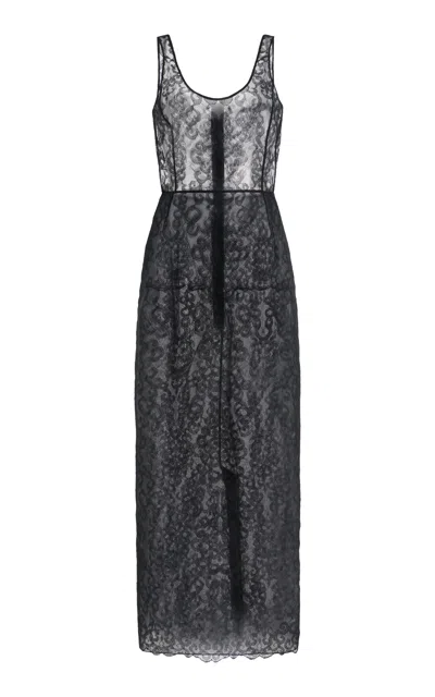 Gabriela Hearst Polus Dress With Slip In Black Silk Lace