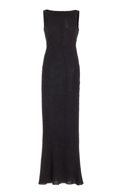 Gabriela Hearst Womens Black Seren Boat-neck Virgin-wool Blend Maxi Dress