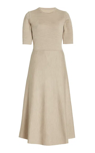 Gabriela Hearst Seymore Knit Dress In Oatmeal Cashmere Wool With Silk