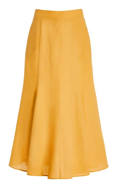 Gabriela Hearst Tate Skirt In Fluorescent Orange Aloe Linen