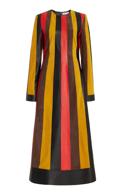 Gabriela Hearst Taylor Dress In Multi Stripe Leather