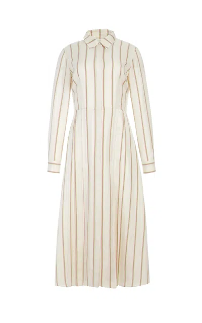 Gabriela Hearst Vanessa Dress In Silk Wool In Ivory Multi Stripe