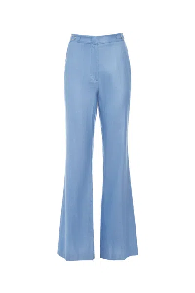 Gabriela Hearst Vesta Pant In Light Blue Silk Wool With Linen