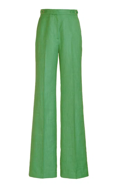 Gabriela Hearst Vesta Pant In Peridot Green Silk Wool With Linen