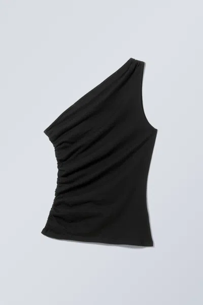 Weekday Asymmetric One Shoulder Top In Black