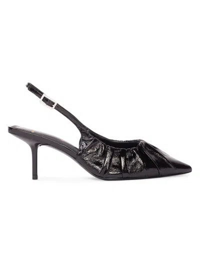 Black Suede Studio Piaz Slingback Pointed Toe Pump In Black Leather