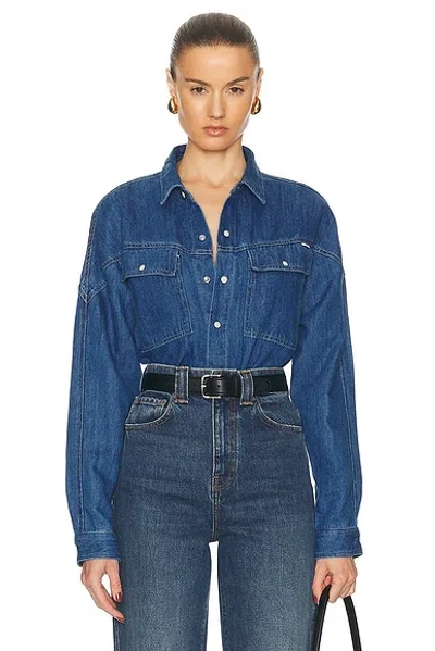 Mother The Western Frayed Denim Shirt In Boombox Blastin'