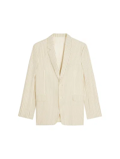 Celine Classic Jacket In Striped Wool In White