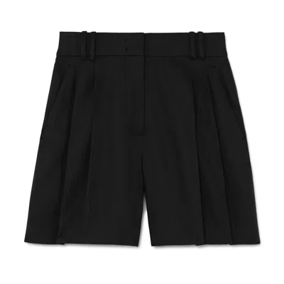 Another Tomorrow Fluid Pleated Shorts In Black