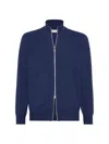 Brunello Cucinelli Cashmere Zip-up Cardigan In Blue