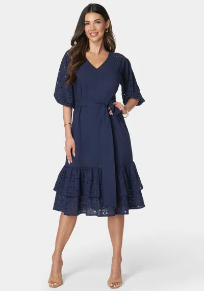 Bebe Cotton Eyelet Dress In New Caviar