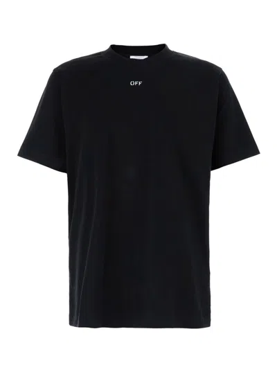 Off-white Black Crewneck T-shirt With Contrasting Off Print In Cotton Man