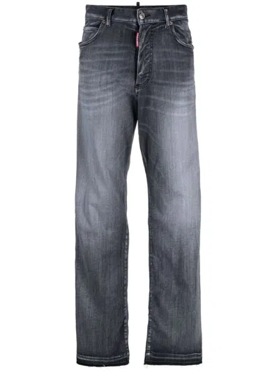 Dsquared2 Straight-leg Stonewashed Jeans In Black
