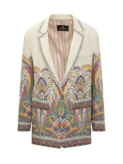 Etro Abstract Floral Print Jacket In Multicolor