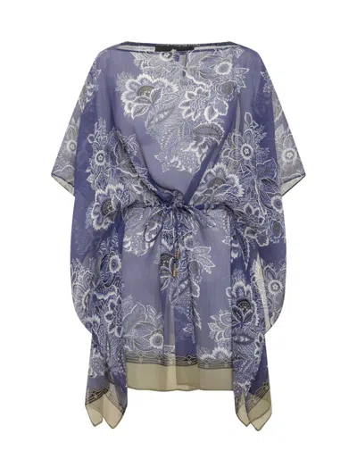 Etro Floral-print Mini Dress Coverup In Blue
