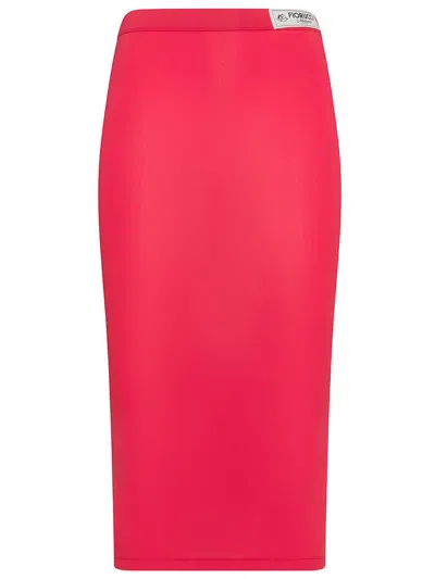 Fiorucci High-waisted Elasticized Slim Fit Midi Skirt In Red