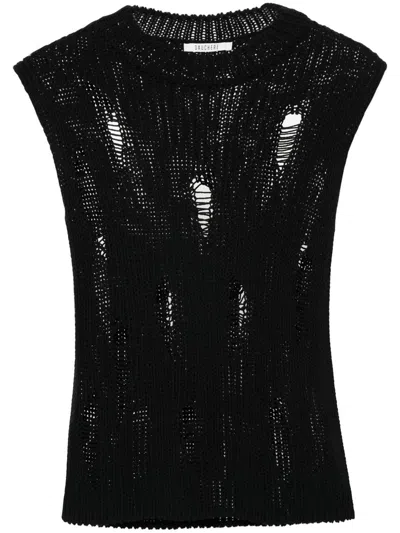 Gauchère Distressed Cotton Vest In Black