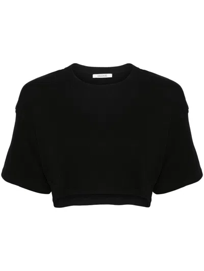 Gauchère Fine-ribbed Cropped T-shirt In Black