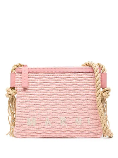Marni Marcel Summer Bag With Rope Shoulder Strap In Pink
