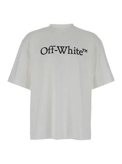 Off-white Oversized T-shirt With Contrasting Logo Print In Cotton Man In White