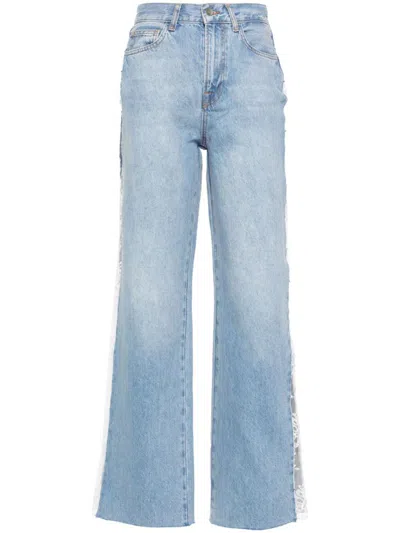 Liu •jo Liu Jo High-waisted Straight Cotton Jeans With Lace In Blue