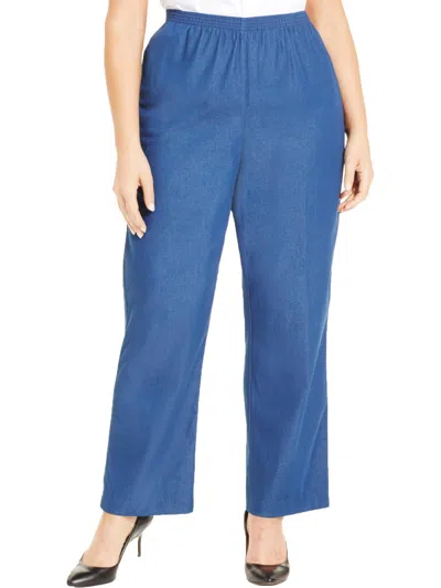 Alfred Dunner Plus Womens Denim Flat Front Casual Pants In Blue