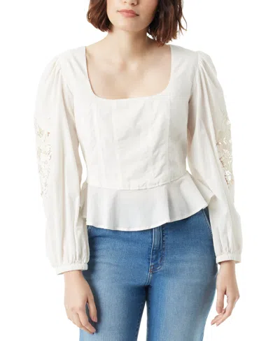 Sam Edelman Lainey Lace Accent Cotton Peplum Top In Arctic Wolf