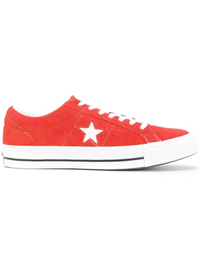 Converse Men's One Star Textured Suede Lace Up Trainers In Red/white