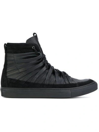 Damir Doma Multi Strap Leather High Top Sneakers, Black