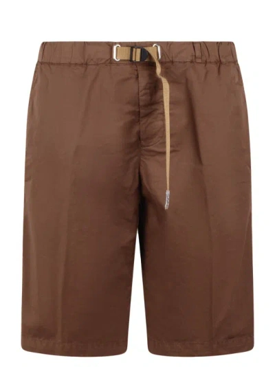 White Sand Stretch Cotton Shorts In Brown