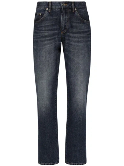 Dolce & Gabbana Wide-leg Cotton Jeans In Blue