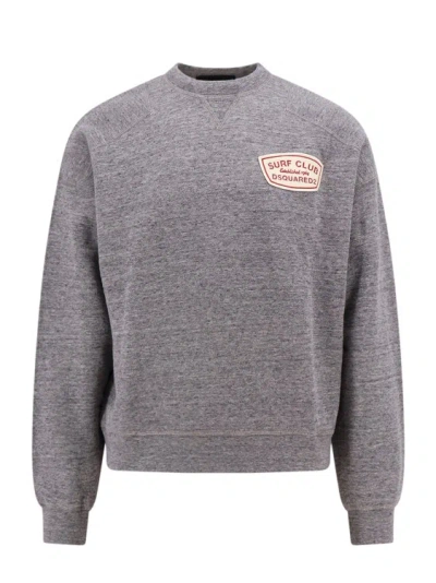 Dsquared2 Cotton Sweatshirt With Frontal Logo Print In Grey