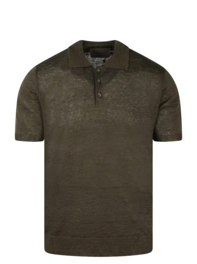 Moreno Martinelli Linen Knit Polo Shirt In Green