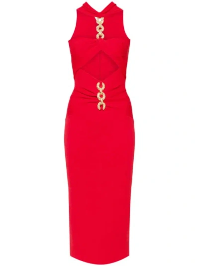 Cult Gaia Cristos Chain-embellished Midi Dress In Red